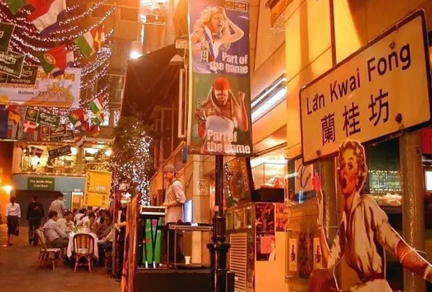 Nightlife in Lan Kwai Fong of Hong Kong